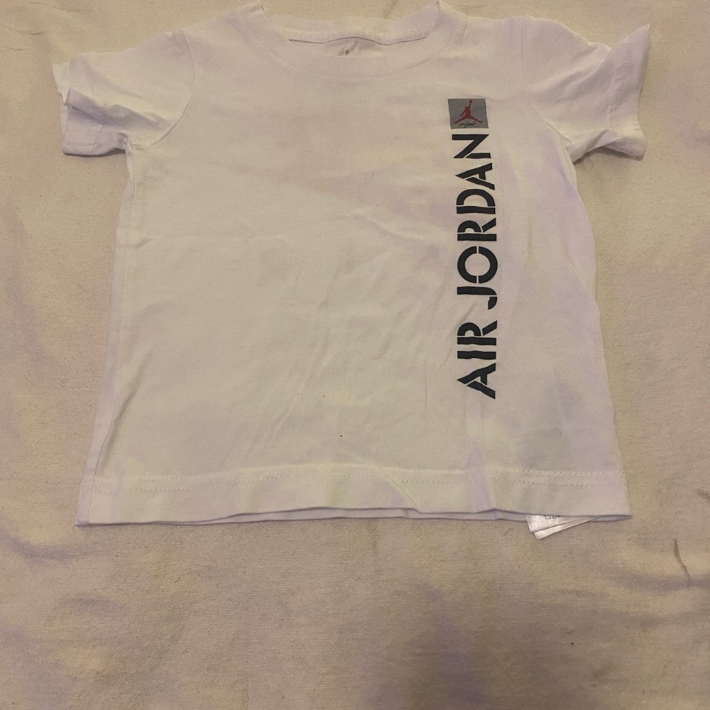 Jordan Kids White Tee with Vertical Black Logo